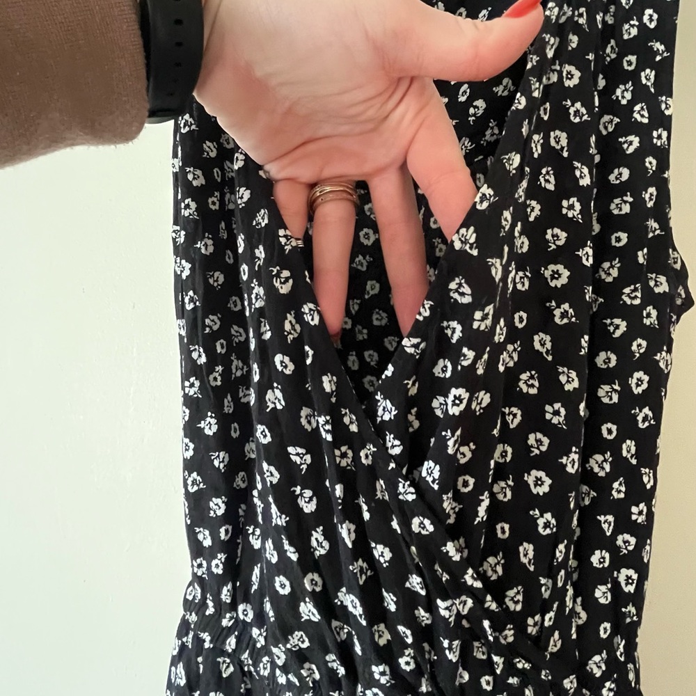 Black and white floral jumpsuit